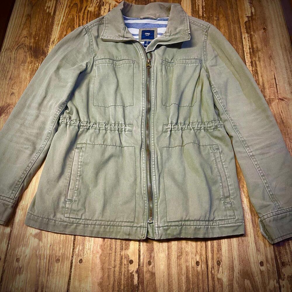 Gap Olive Green Utility Jacket Zip Front Women’s Size Small